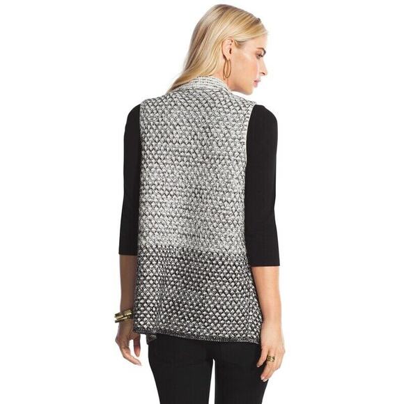 Chicos Textured Knit Sweater Vest Women's Size 3 XL Black Antique White NEW $99 - Picture 2 of 16